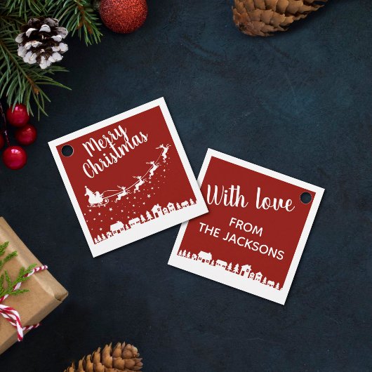 Slangosilhouet van de kerstkerstman bedankjes labels