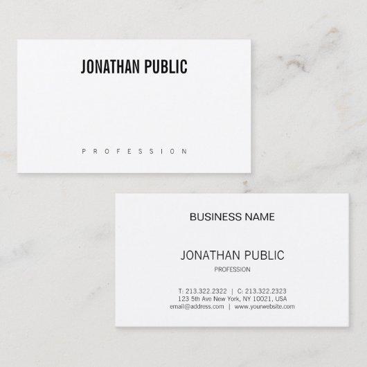 Slank B&W modern design Professional elegant Visitekaartje (Voorkant / Achterkant)