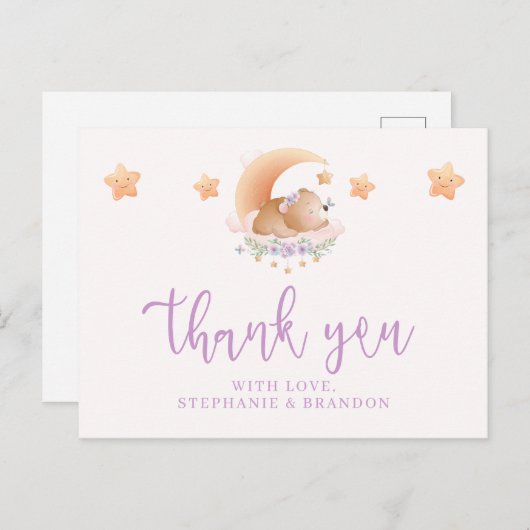 Slank Beer op cloud-Baby shower Dank u Briefkaart (Voorkant / Achterkant)