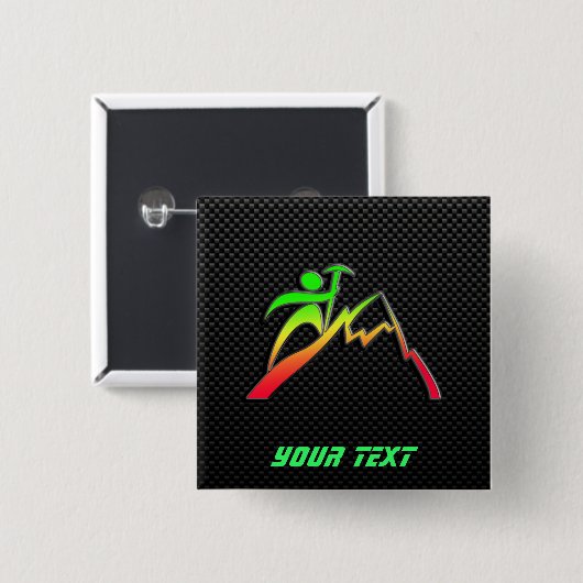 Slank bergbeklimmen vierkante button 5,1 cm (Voorkant /achterkant)