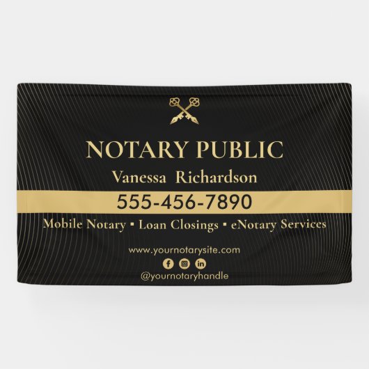 Slank Black & Gold Notary Zakelijk Marketing Event Spandoek (Horizontaal)