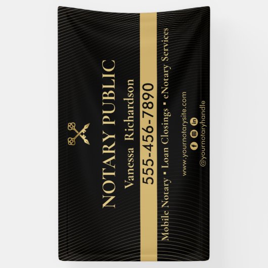 Slank Black & Gold Notary Zakelijk Marketing Event Spandoek (Verticaal)