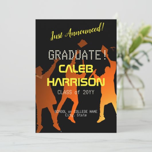 Slank Black Modern Tech Afstuderen Aankondiging (Staand voorkant)