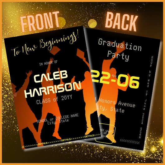 Slank Black Modern Tech Afstuderen Folie Uitnodiging