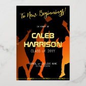 Slank Black Modern Tech Afstuderen Folie Uitnodiging (Voorkant)