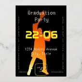 Slank Black Modern Tech Afstuderen Folie Uitnodiging (Achterkant)