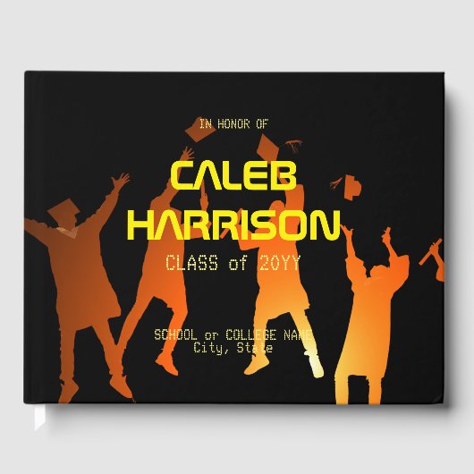 Slank Black Modern Tech Afstuderen Gastenboek (Voorkant)