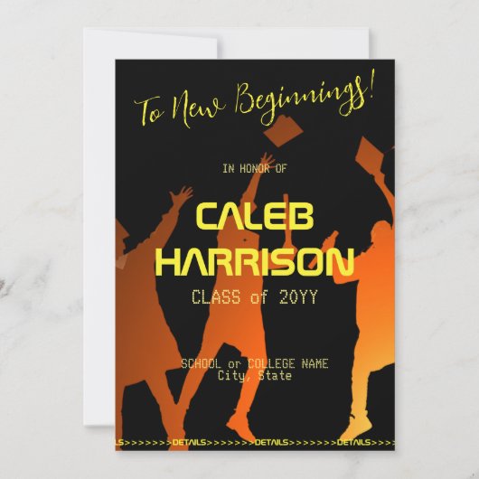 Slank Black Modern Tech Afstuderen Kaart (Voorkant)