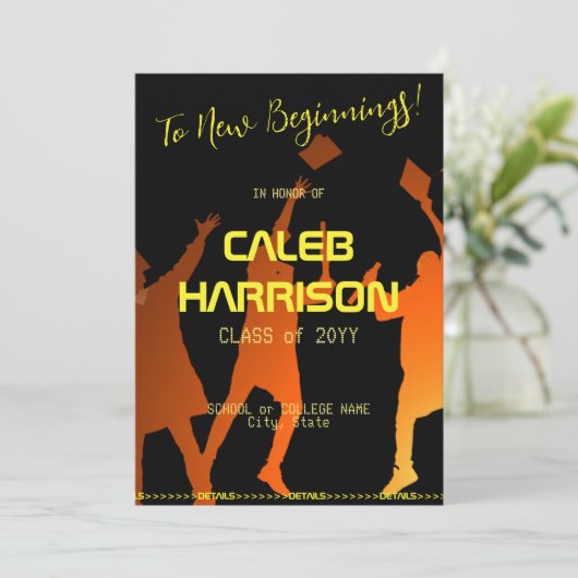 Slank Black Modern Tech Afstuderen Kaart (Staand voorkant)