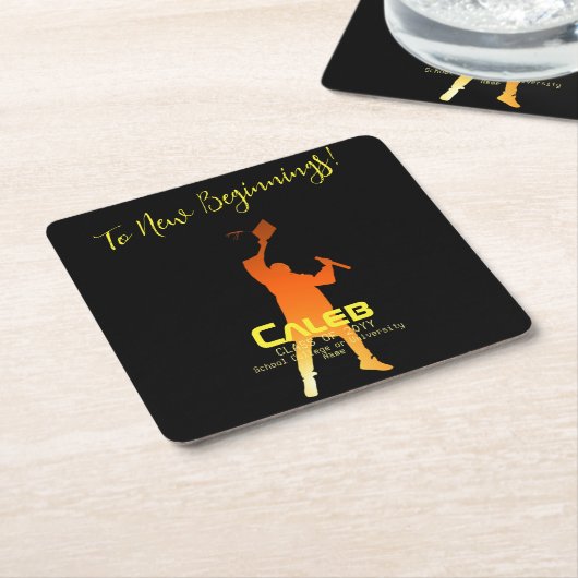 Slank Black Modern Tech Afstuderen Kartonnen Onderzetters (Schuin)