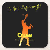 Slank Black Modern Tech Afstuderen Kartonnen Onderzetters (Voorkant)