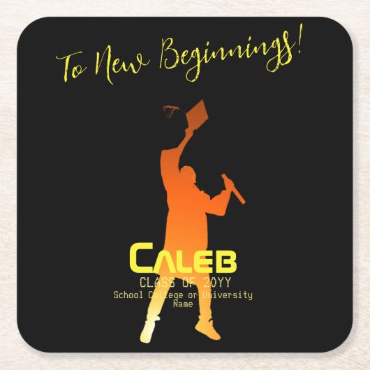 Slank Black Modern Tech Afstuderen Kartonnen Onderzetters (Voorkant)