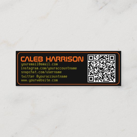 Slank Black Modern Tech Afstuderen Mini Visitekaartje (Achterkant)