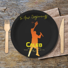 Slank Black Modern Tech Afstuderen Papieren Bordje