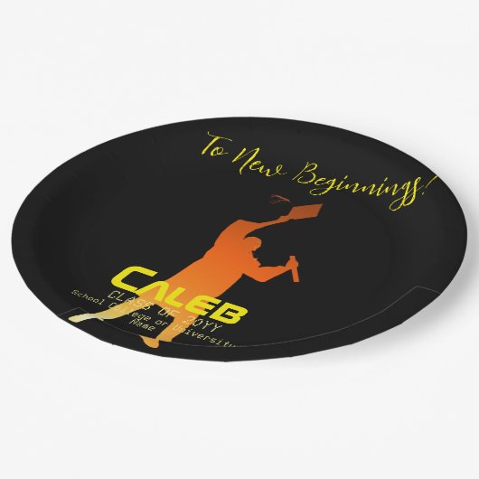 Slank Black Modern Tech Afstuderen Papieren Bordje (Gekanteld)