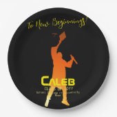 Slank Black Modern Tech Afstuderen Papieren Bordje (Voorkant)