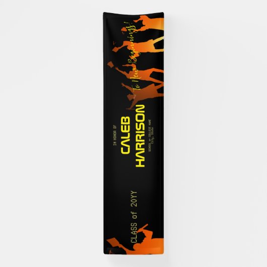 Slank Black Modern Tech Afstuderen Spandoek (Verticaal)