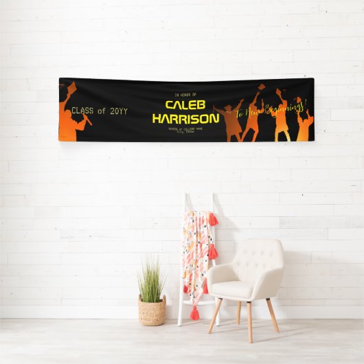 Slank Black Modern Tech Afstuderen Spandoek (Insitu)