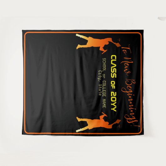 Slank Black Modern Tech Afstuderen Wandkleed (Voorkant (horizontaal))