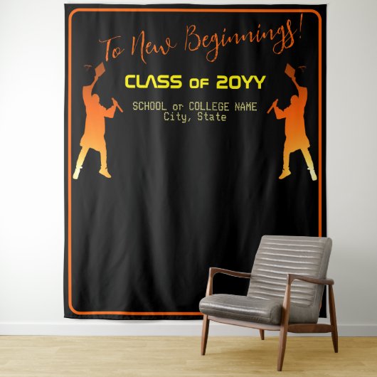 Slank Black Modern Tech Afstuderen Wandkleed (In situ)