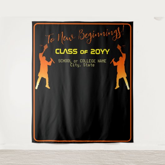 Slank Black Modern Tech Afstuderen Wandkleed (Voorkant)