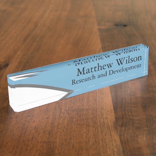 Slank blauw en grijs naambord (Zijkant)