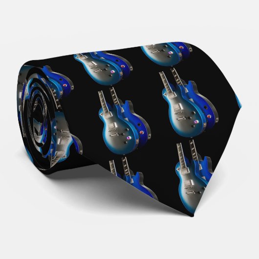 Slank blauw gitaar Stropdas (Opgerold)
