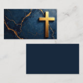 Slank blauw marmer met gouden kruis visitekaartje (Voorkant / Achterkant)