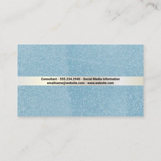 Slank blauw textiel visitekaartje (Achterkant)