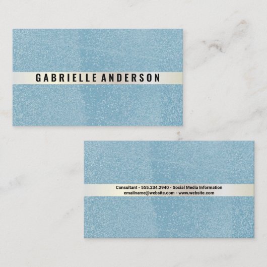 Slank blauw textiel visitekaartje (Voorkant / Achterkant)