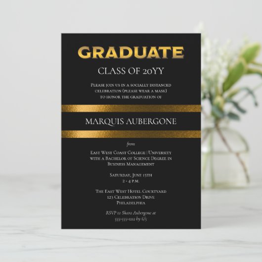 Slank College | Univ Black | Goudgraduatie-partij Kaart (Staand voorkant)