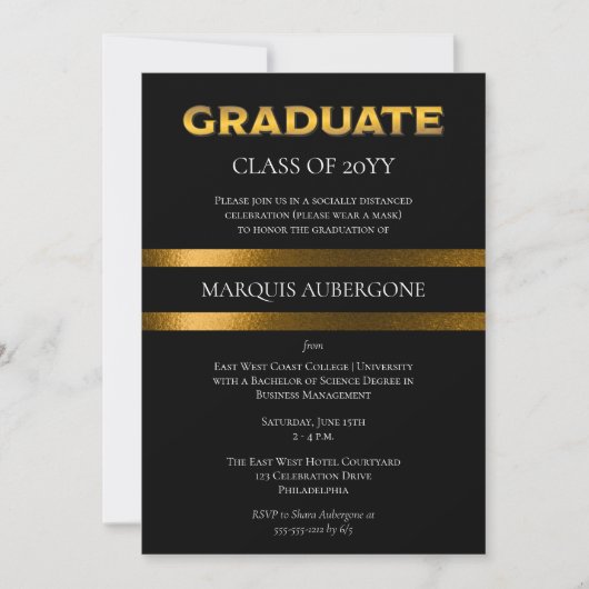 Slank College | Univ Black | Goudgraduatie-partij Kaart (Voorkant)