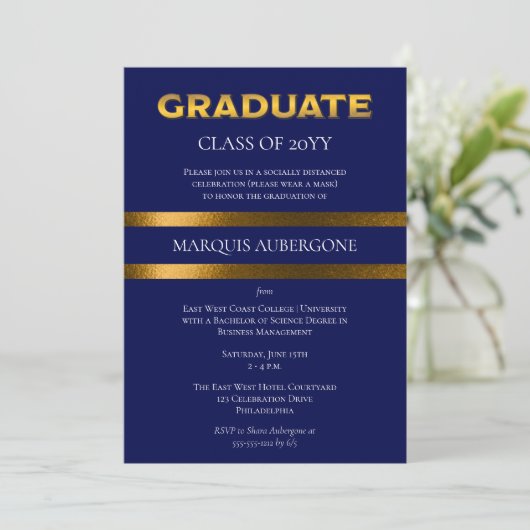 Slank College | Univ Blue | Goudgraduatie-partij Kaart (Staand voorkant)