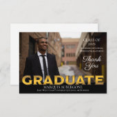 Slank College | Univ Photo Afstuderen Black | Goud Bedankkaart (Voorkant / Achterkant)