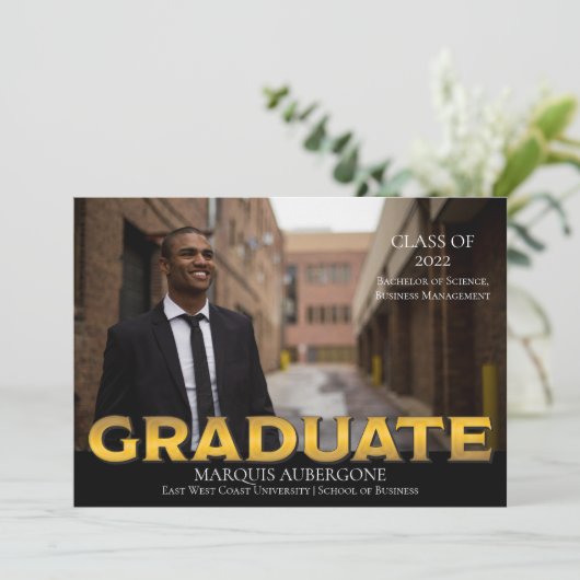 Slank College | Univ Photo Afstuderen Black | Goud Kaart (Staand voorkant)