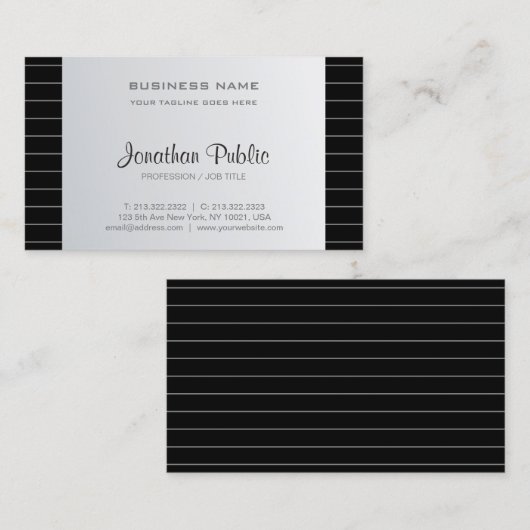 Slank creatief ontwerp Corporate Silver Look Moder Visitekaartje (Voorkant / Achterkant)