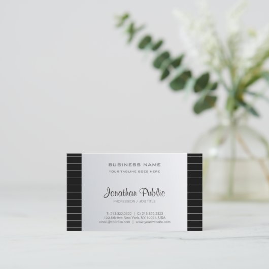 Slank creatief ontwerp Corporate Silver Look Moder Visitekaartje (Staand voorkant)