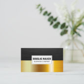 Slank, donker metaal | Gold Metallic Colour Block Visitekaartje (Staand voorkant)