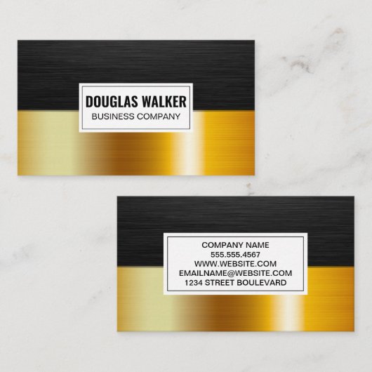 Slank, donker metaal | Gold Metallic Colour Block Visitekaartje (Voorkant / Achterkant)