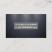 Slank, donkerblauw, grijs visitekaartje (Achterkant)