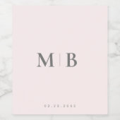 Slank Eenvoudig Blush Monogram Bruiloft Wijn Label Etiket (Enkel label)