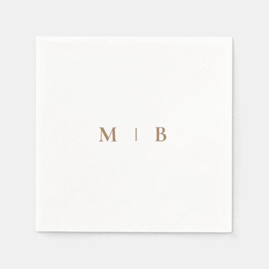 Slank Eenvoudig Gold Monogram White Cocktail Napki Servet (Voorkant)