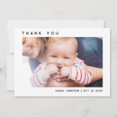 Slank Eenvoudig Modern Custom Photo Baby shower Bedankkaart (Voorkant)