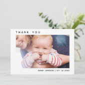 Slank Eenvoudig Modern Custom Photo Baby shower Bedankkaart (Staand voorkant)