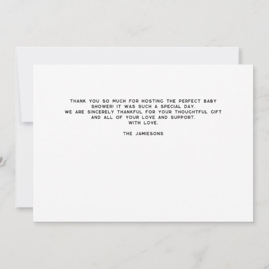 Slank Eenvoudig Modern Custom Photo Baby shower Bedankkaart (Achterkant)