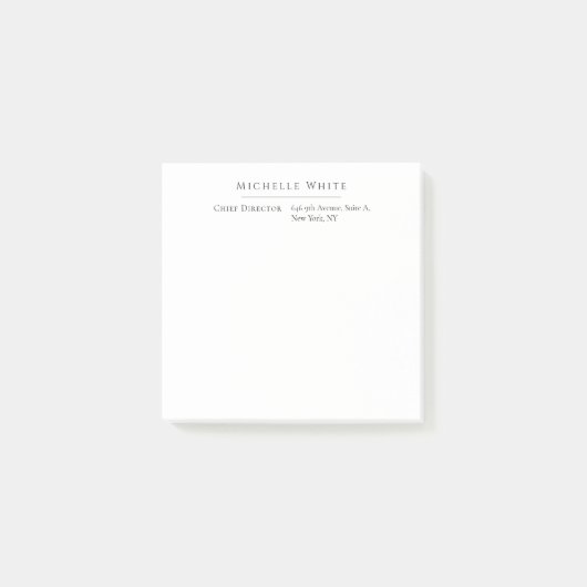 Slank Eenvoudig Wit Modern Professioneel Post-it® Notes (Voorkant)