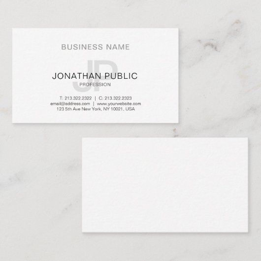 Slank Elegant Design Monogram Plain Trendy Visitekaartje (Voorkant / Achterkant)