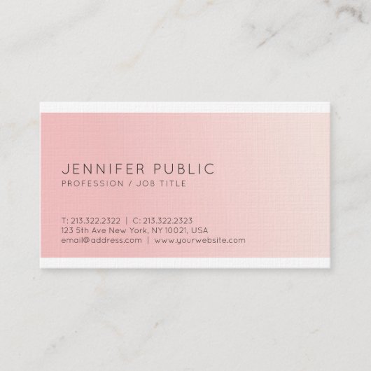 Slank Elegant Design Trendy Pink Plain Luxe Visitekaartje (Voorkant)