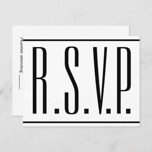 Slank, elegant evenement "R.S.V.P." Kaart (Voorkant / Achterkant)