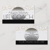 Slank Elegant Moderne Confetti | Moon Life Coach Visitekaartje (Voorkant / Achterkant)